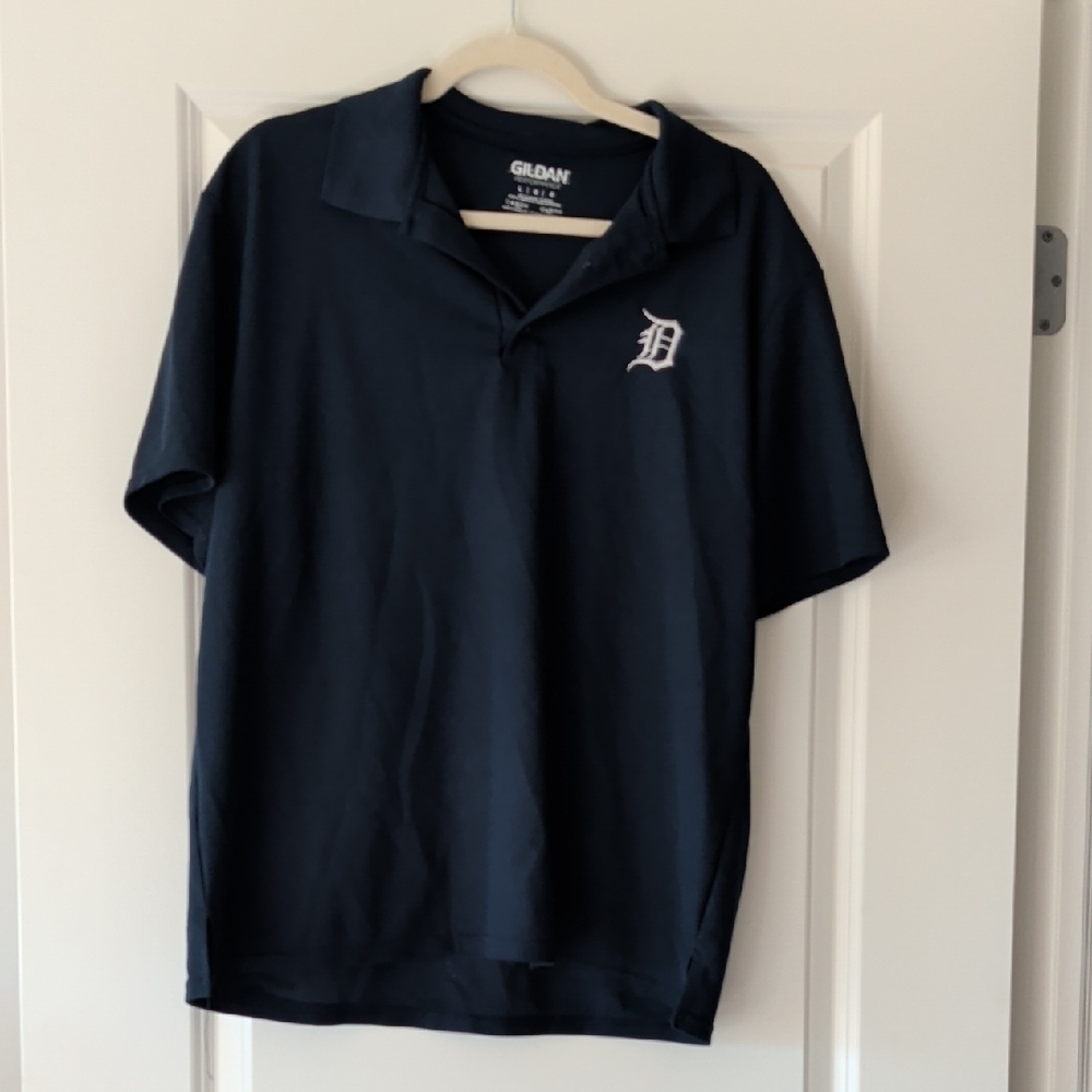 Gildan Dark Blue Polo with Embroidered Detroit Logo